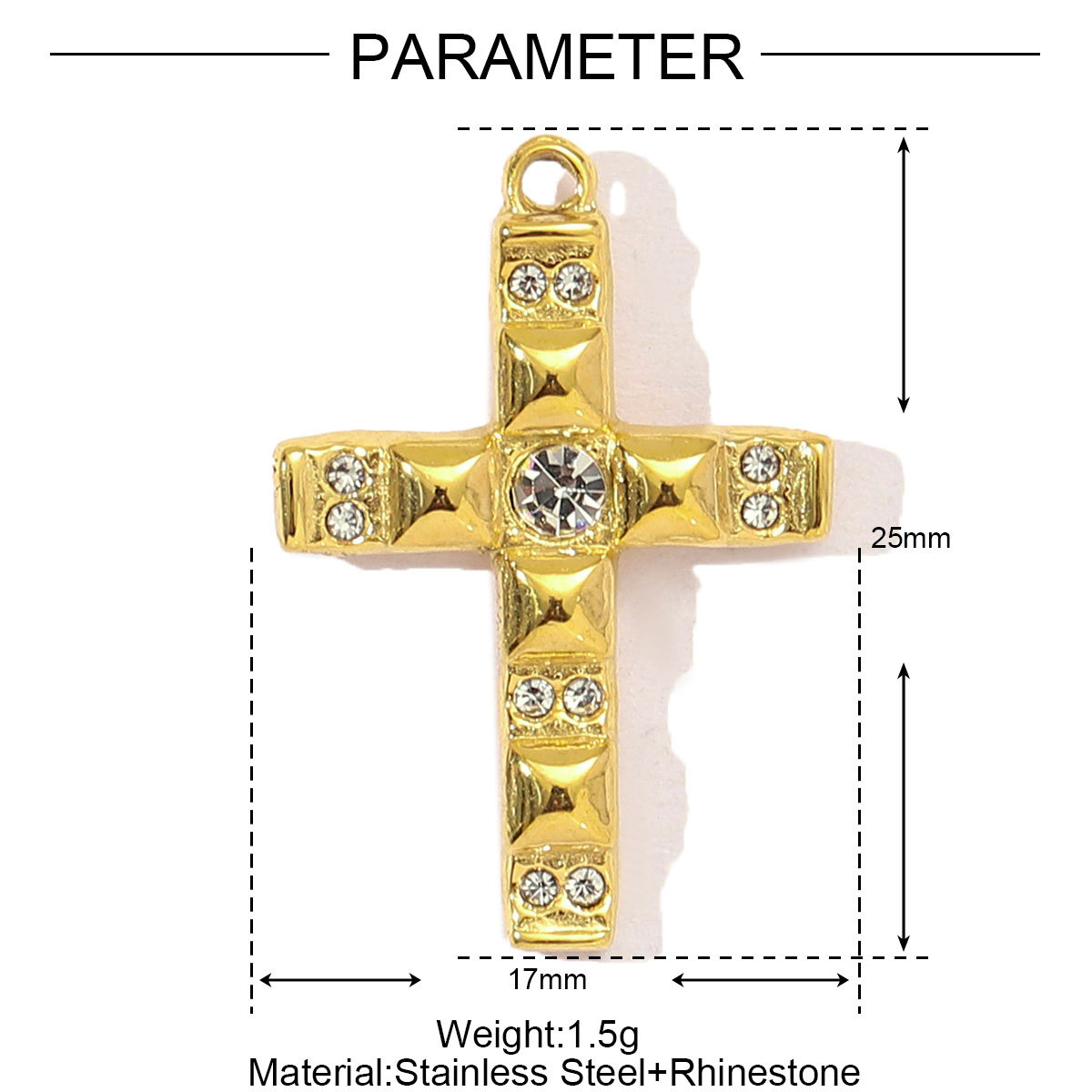 6pcs/pack French Retro Stainless Steel Rhinestone Cross Heart Necklace Pendant Women Daisy Flower DIY Charms Jewelry Wholesale