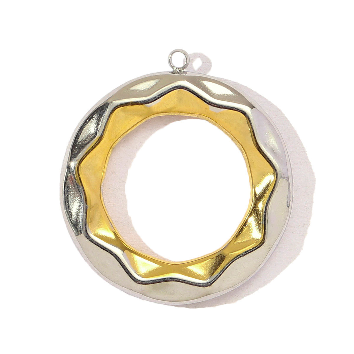 6pcs/pack French Retro Stainless Steel Two Tone Life Tree Leaf Necklace Pendant Women Shell Star Flower DIY Charms Circel Jewelry