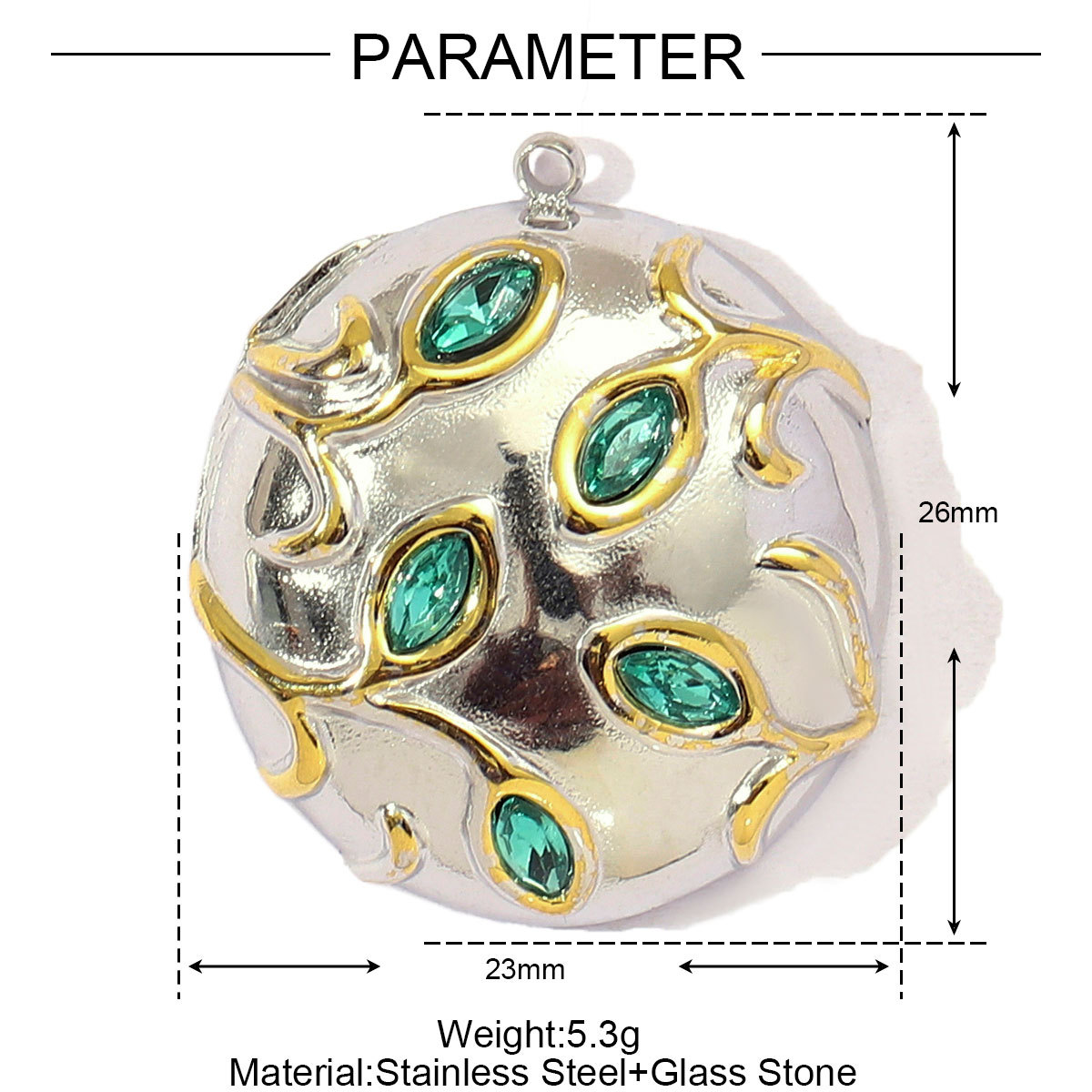 6pcs/pack French Retro Stainless Steel Two Tone Life Tree Leaf Necklace Pendant Women Shell Star Flower DIY Charms Circel Jewelry