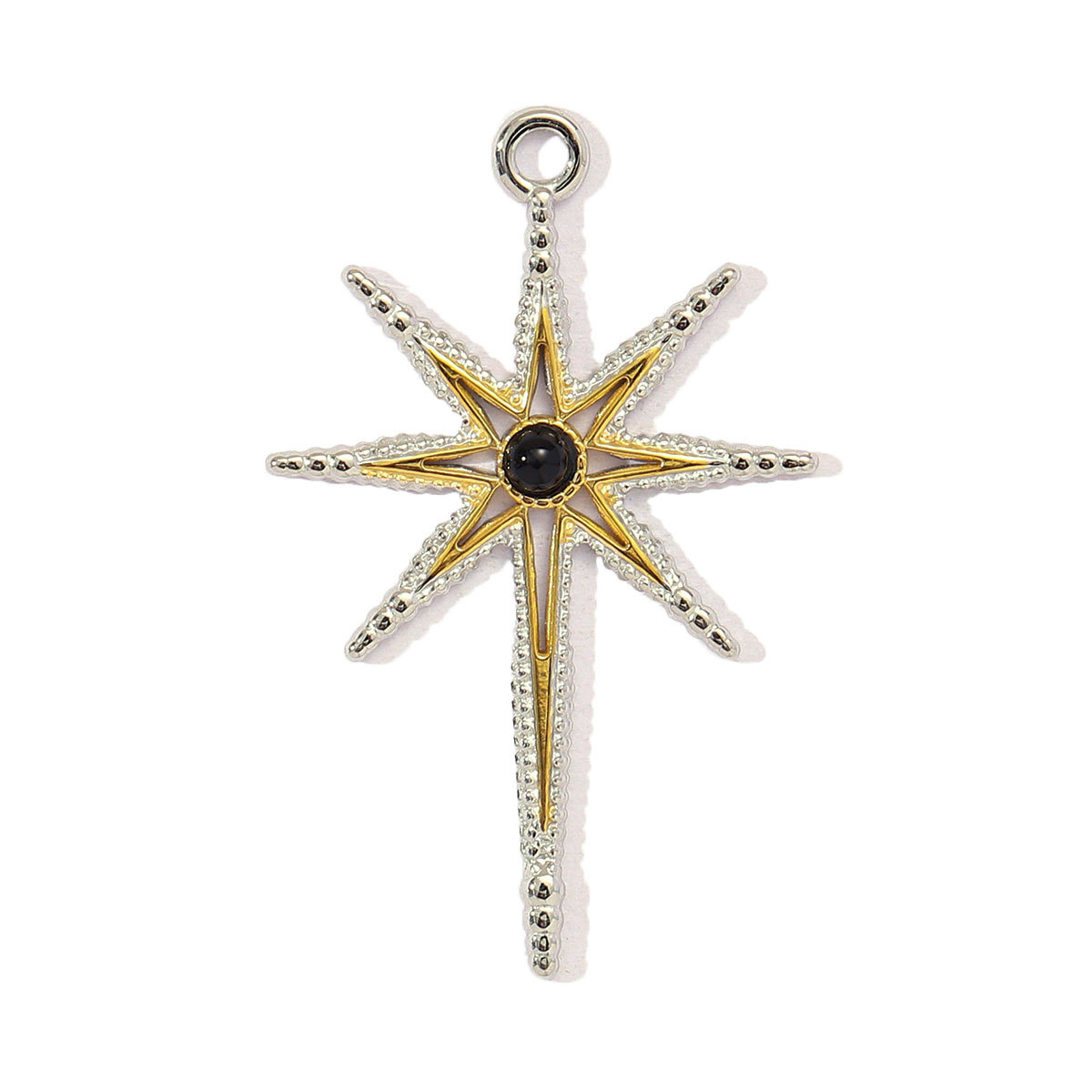 6pcs/pack French Retro Stainless Steel Two Tone Life Tree Leaf Necklace Pendant Women Shell Star Flower DIY Charms Circel Jewelry