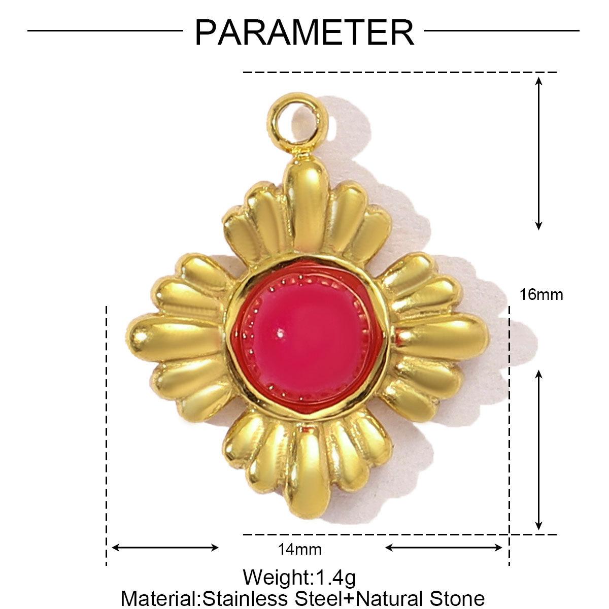 6pcs/pack French Natural Stone Flower Stainless Steel Necklace Pendant Women Crystal Evil Eye Clover DIY Charms Rose Jewelry