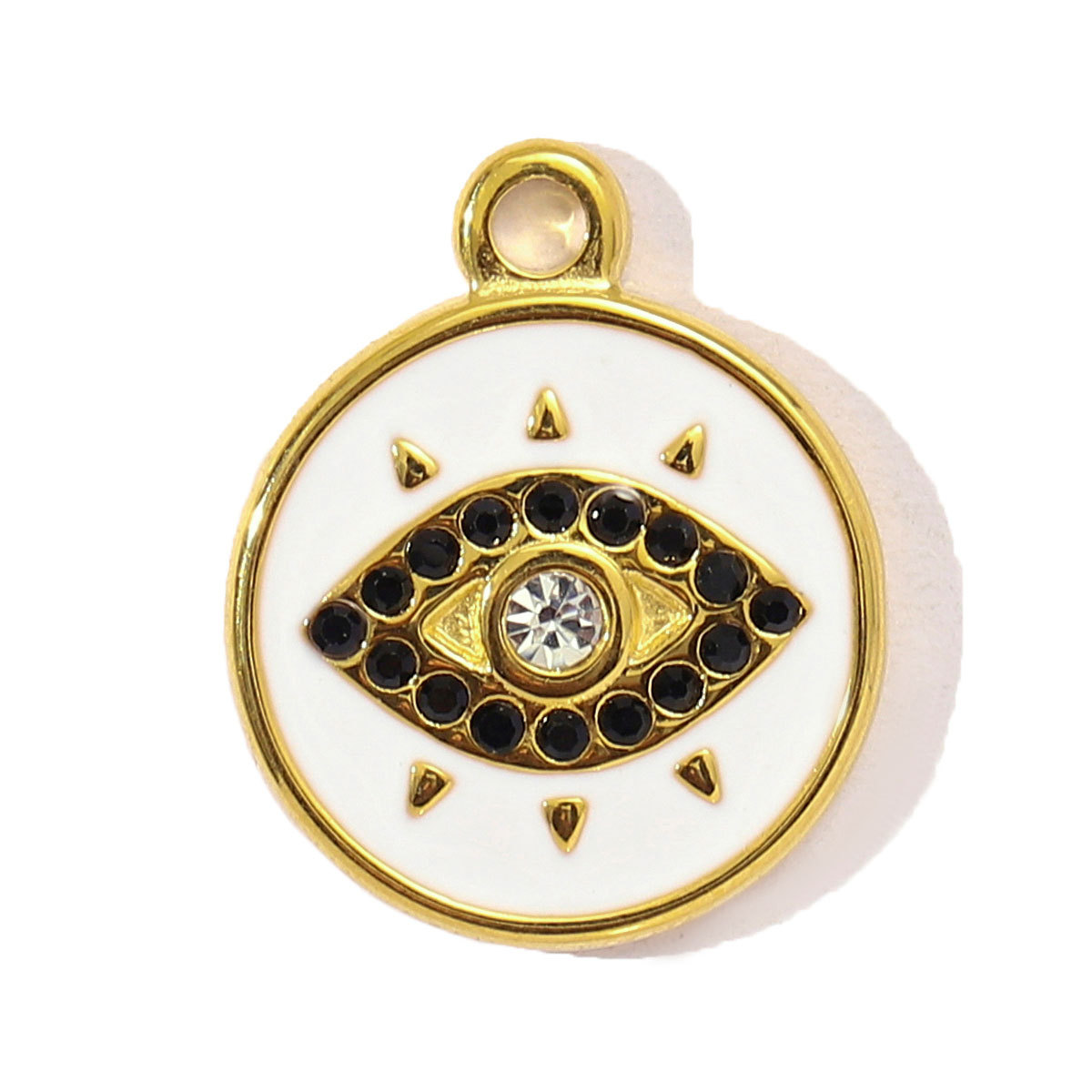 6pcs/pack French Natural Stone Flower Stainless Steel Necklace Pendant Women Crystal Evil Eye Clover DIY Charms Rose Jewelry