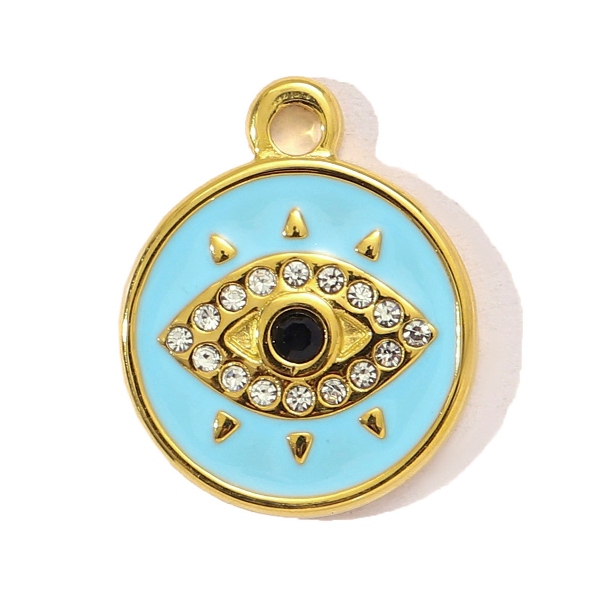 6pcs/pack French Natural Stone Flower Stainless Steel Necklace Pendant Women Crystal Evil Eye Clover DIY Charms Rose Jewelry