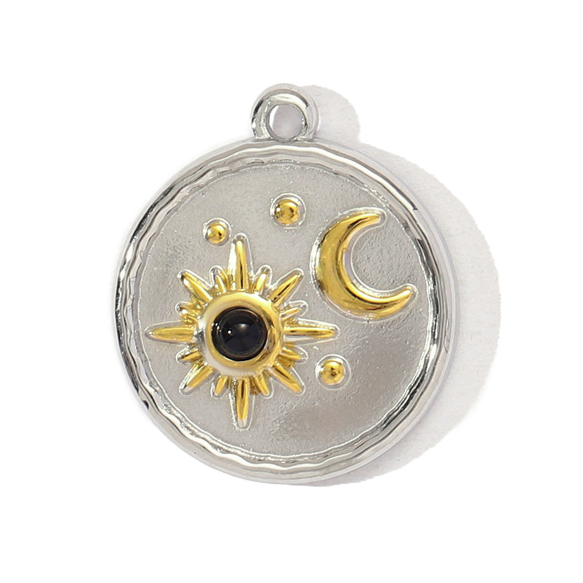 6pcs/pack French Stainless Steel Two Tone Heart Shell Eye Necklace Pendant Women Crescent Moon Star DIY Charms Dragonfly Jewelry
