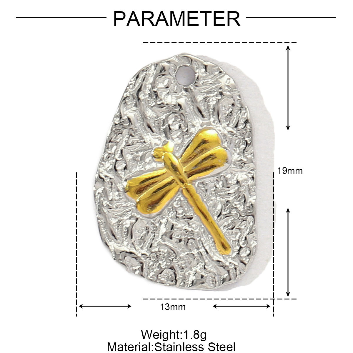 6pcs/pack French Stainless Steel Two Tone Heart Shell Eye Necklace Pendant Women Crescent Moon Star DIY Charms Dragonfly Jewelry