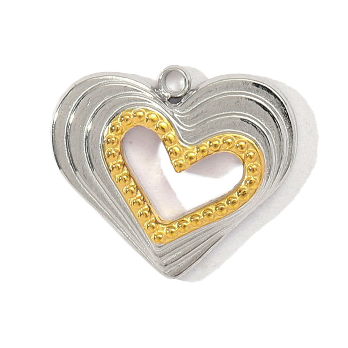 6pcs/pack French Stainless Steel Two Tone Heart Shell Eye Necklace Pendant Women Crescent Moon Star DIY Charms Dragonfly Jewelry