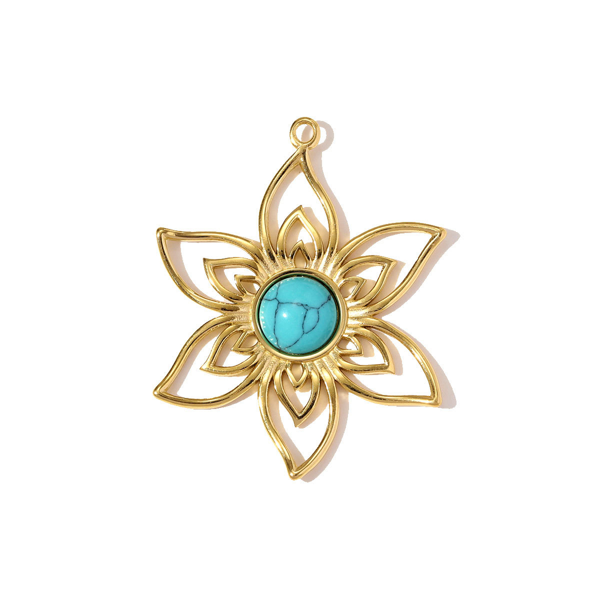 6pcs/pack Stainless Steel Large Heart DIY Charms Natural Stone Flower Necklace Pendants Women Waterdrop Planet Jewelry Wholesale