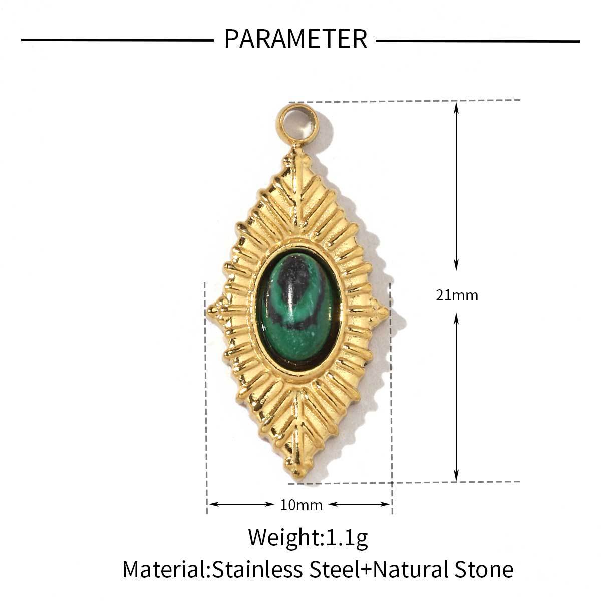 6pcs/pack Religious Stainless Steel Sun Eye Hamsa Hand Charms Natural Semi Precious Stone Necklace DIY Small Pendant Wholesale