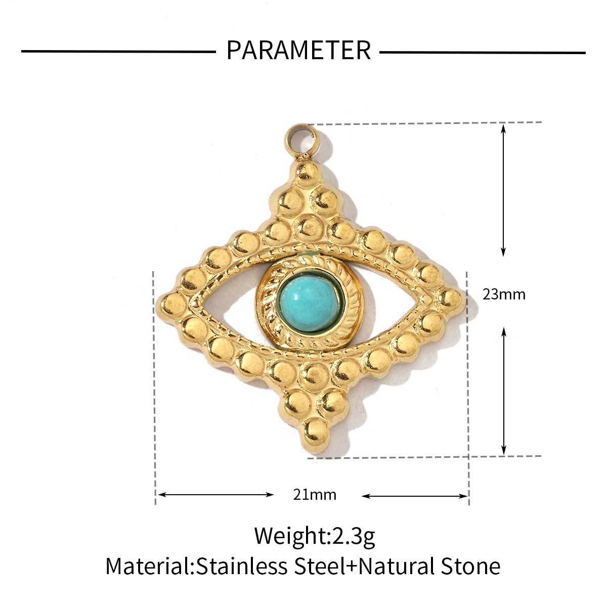 6pcs/pack Religious Stainless Steel Sun Eye Hamsa Hand Charms Natural Semi Precious Stone Necklace DIY Small Pendant Wholesale