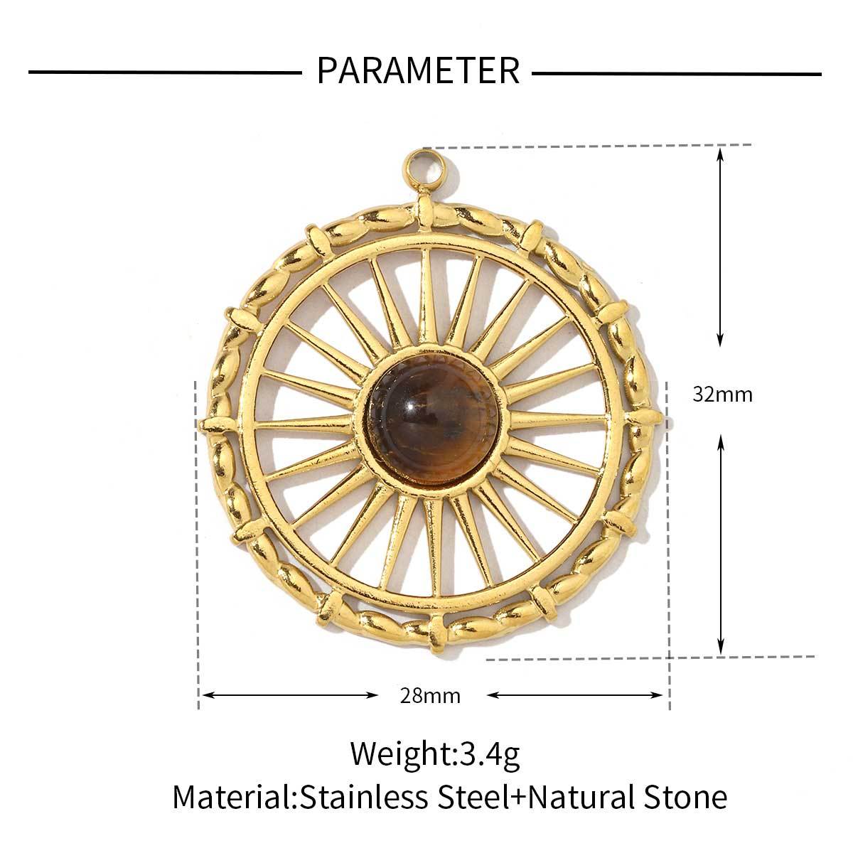 6pcs/pack Religious Stainless Steel Sun Eye Hamsa Hand Charms Natural Semi Precious Stone Necklace DIY Small Pendant Wholesale