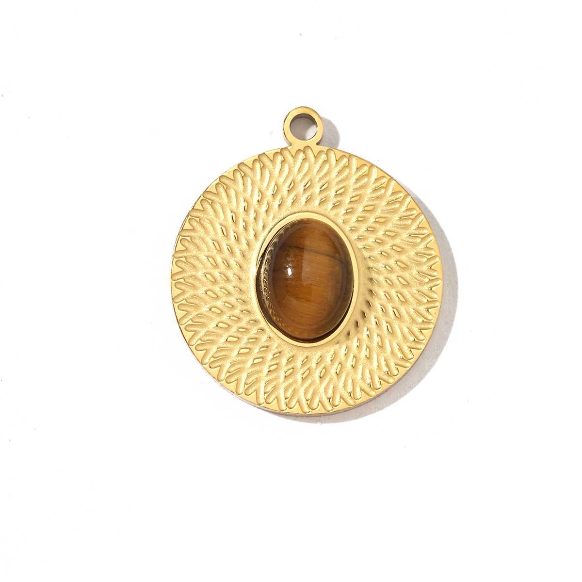 6pcs/pack Religious Stainless Steel Sun Eye Hamsa Hand Charms Natural Semi Precious Stone Necklace DIY Small Pendant Wholesale