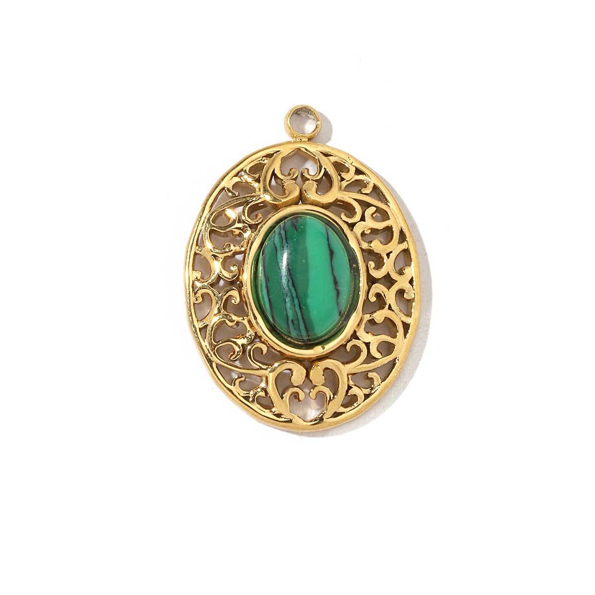6pcs/pack Religious Stainless Steel Sun Eye Hamsa Hand Charms Natural Semi Precious Stone Necklace DIY Small Pendant Wholesale