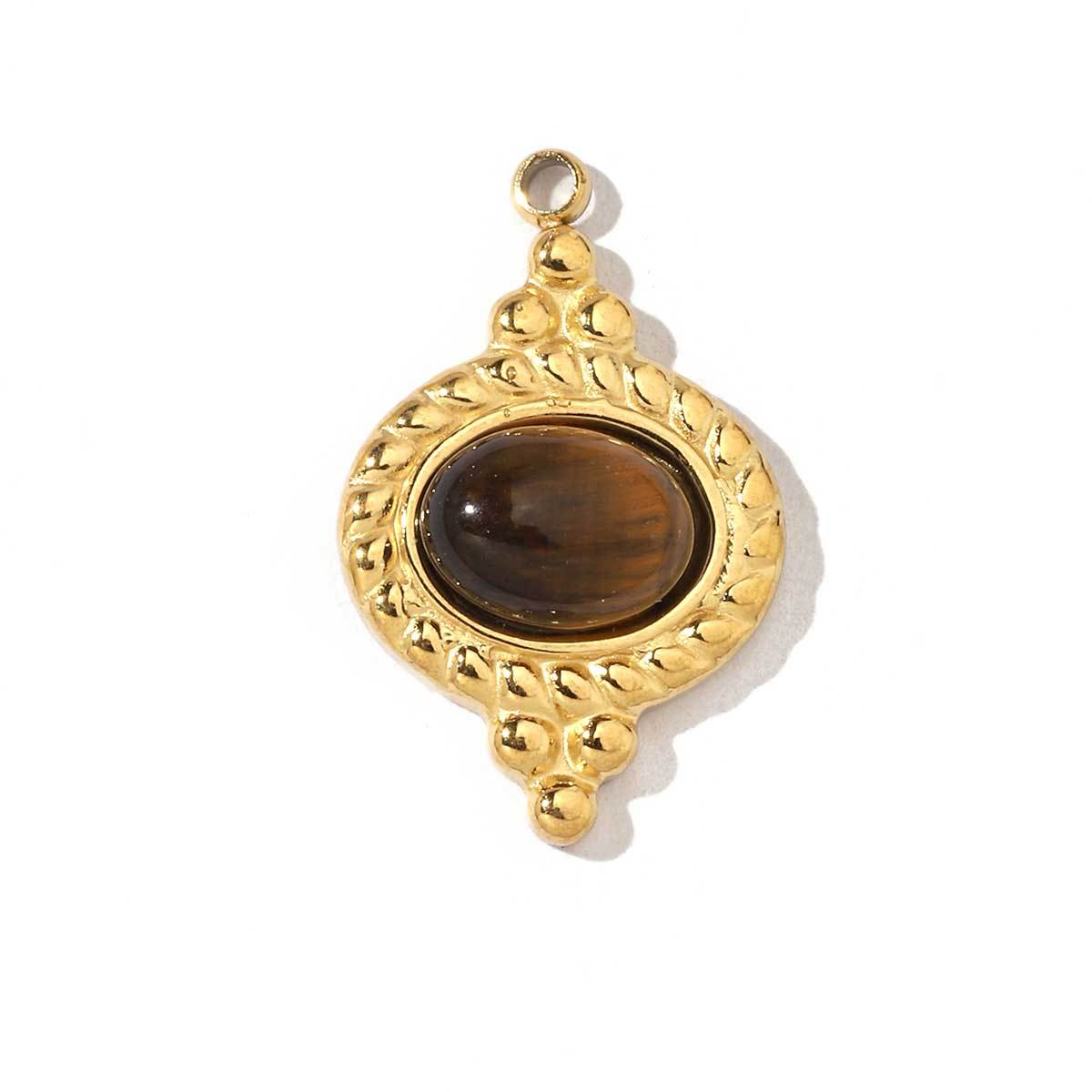 6pcs/pack Religious Stainless Steel Sun Eye Hamsa Hand Charms Natural Semi Precious Stone Necklace DIY Small Pendant Wholesale