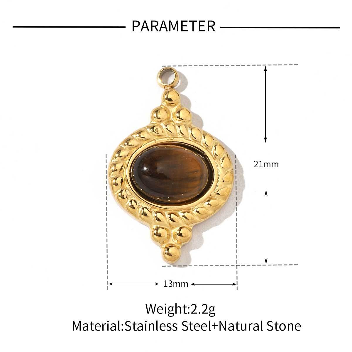 6pcs/pack Religious Stainless Steel Sun Eye Hamsa Hand Charms Natural Semi Precious Stone Necklace DIY Small Pendant Wholesale