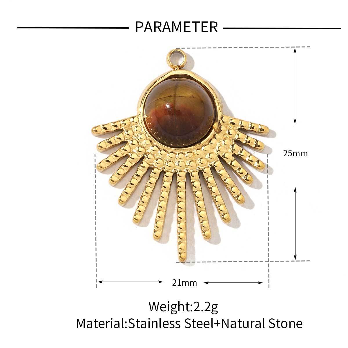 6pcs/pack Religious Stainless Steel Sun Eye Hamsa Hand Charms Natural Semi Precious Stone Necklace DIY Small Pendant Wholesale