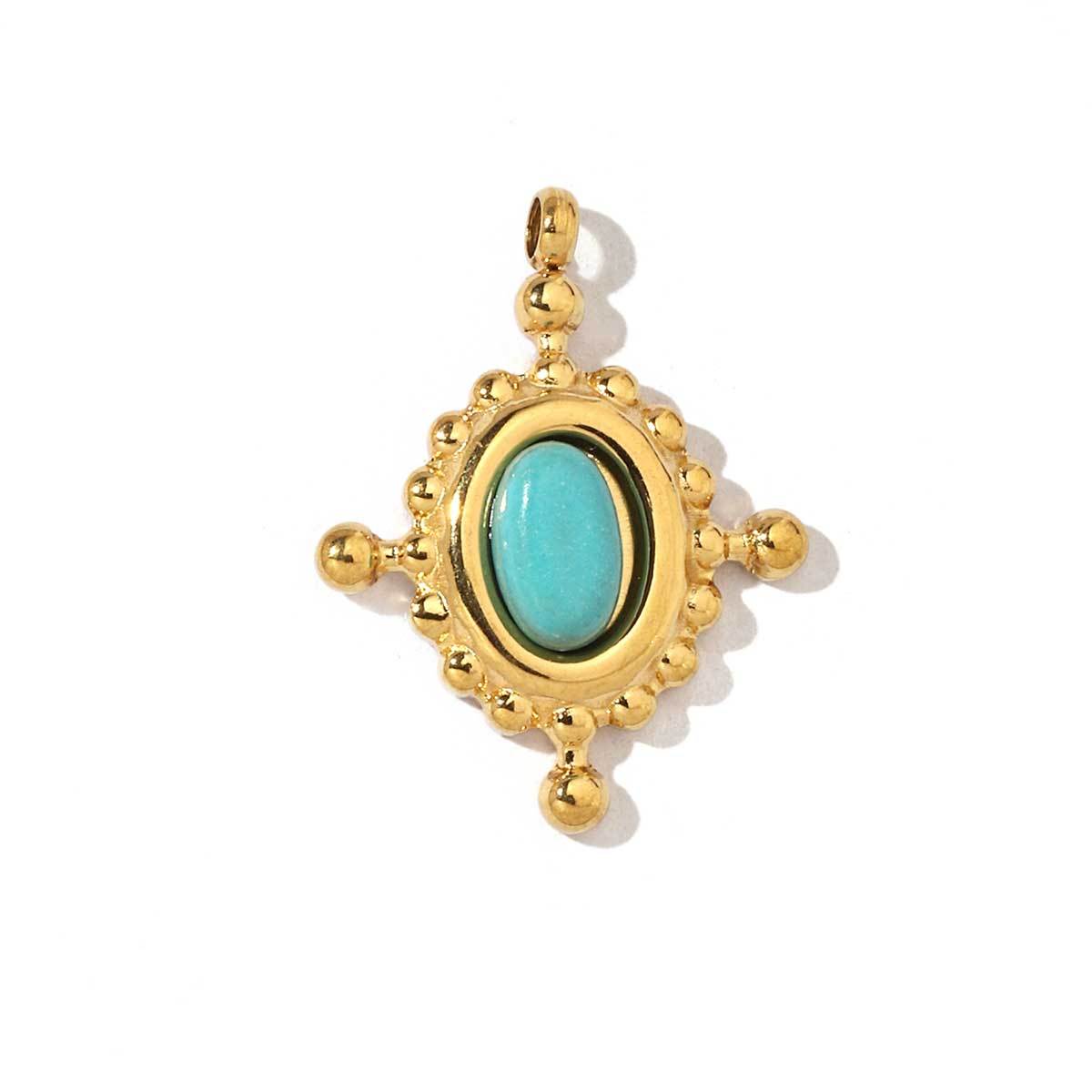 6pcs/pack Religious Stainless Steel Sun Eye Hamsa Hand Charms Natural Semi Precious Stone Necklace DIY Small Pendant Wholesale