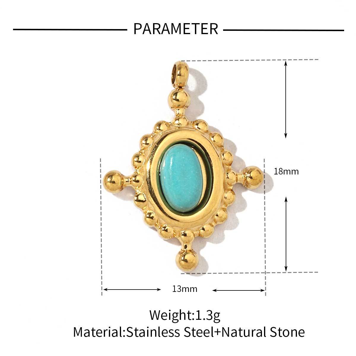 6pcs/pack Religious Stainless Steel Sun Eye Hamsa Hand Charms Natural Semi Precious Stone Necklace DIY Small Pendant Wholesale