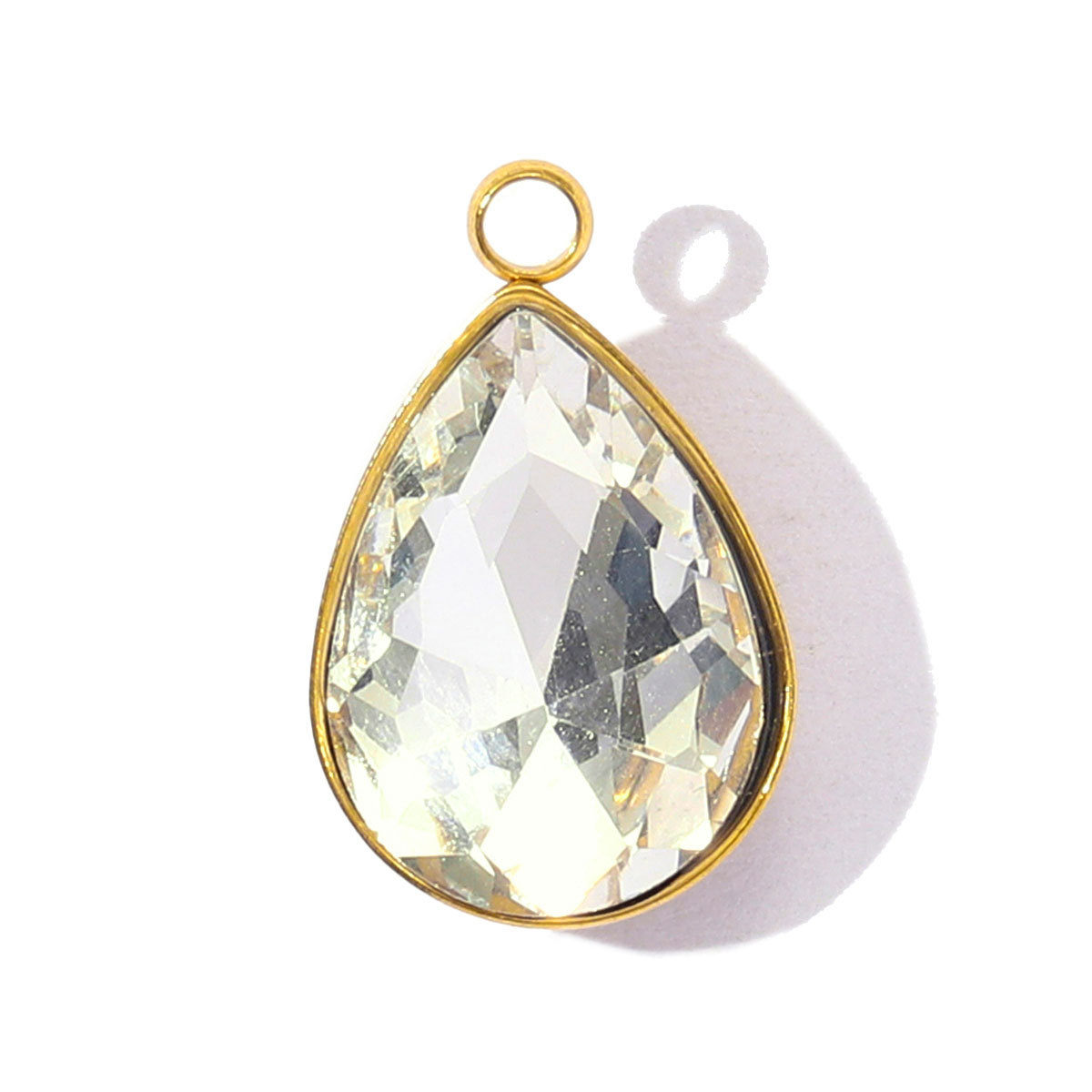 6pcs/Lot Fashion Stainless Steel Crystal Stone Waterdrop DIY Charms Geometric Faceted Transparent Necklace Pendants Women Jewelry