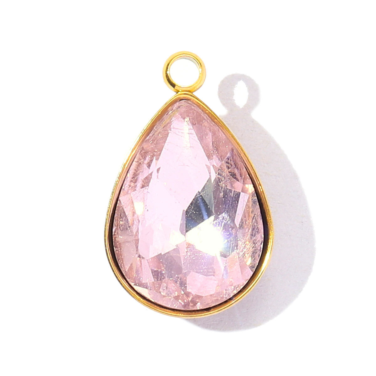 6pcs/Lot Fashion Stainless Steel Crystal Stone Waterdrop DIY Charms Geometric Faceted Transparent Necklace Pendants Women Jewelry
