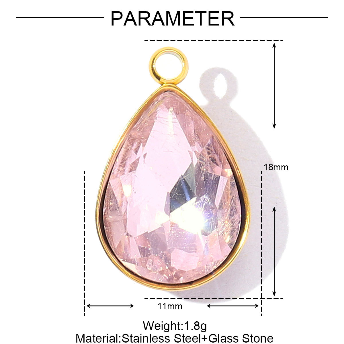 6pcs/Lot Fashion Stainless Steel Crystal Stone Waterdrop DIY Charms Geometric Faceted Transparent Necklace Pendants Women Jewelry