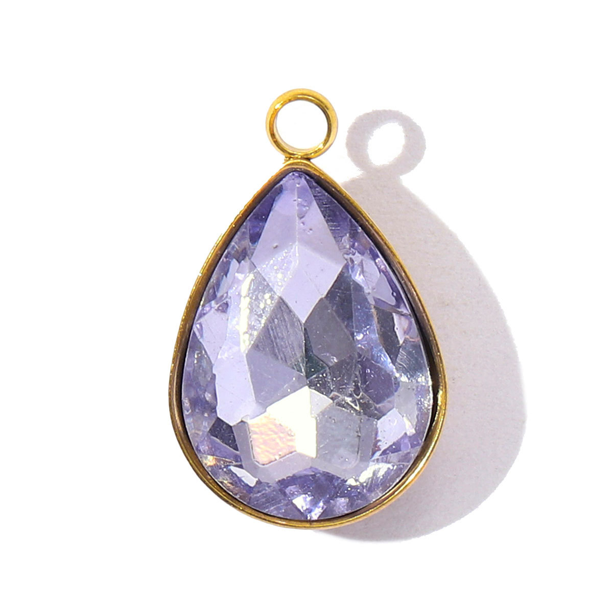 6pcs/Lot Fashion Stainless Steel Crystal Stone Waterdrop DIY Charms Geometric Faceted Transparent Necklace Pendants Women Jewelry