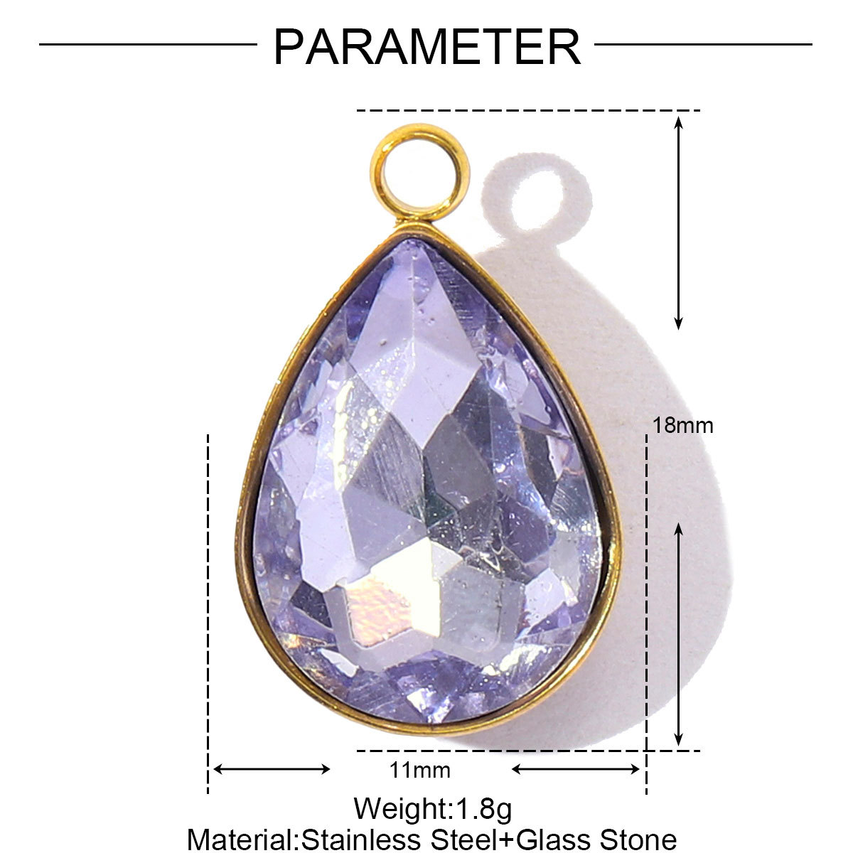 6pcs/Lot Fashion Stainless Steel Crystal Stone Waterdrop DIY Charms Geometric Faceted Transparent Necklace Pendants Women Jewelry
