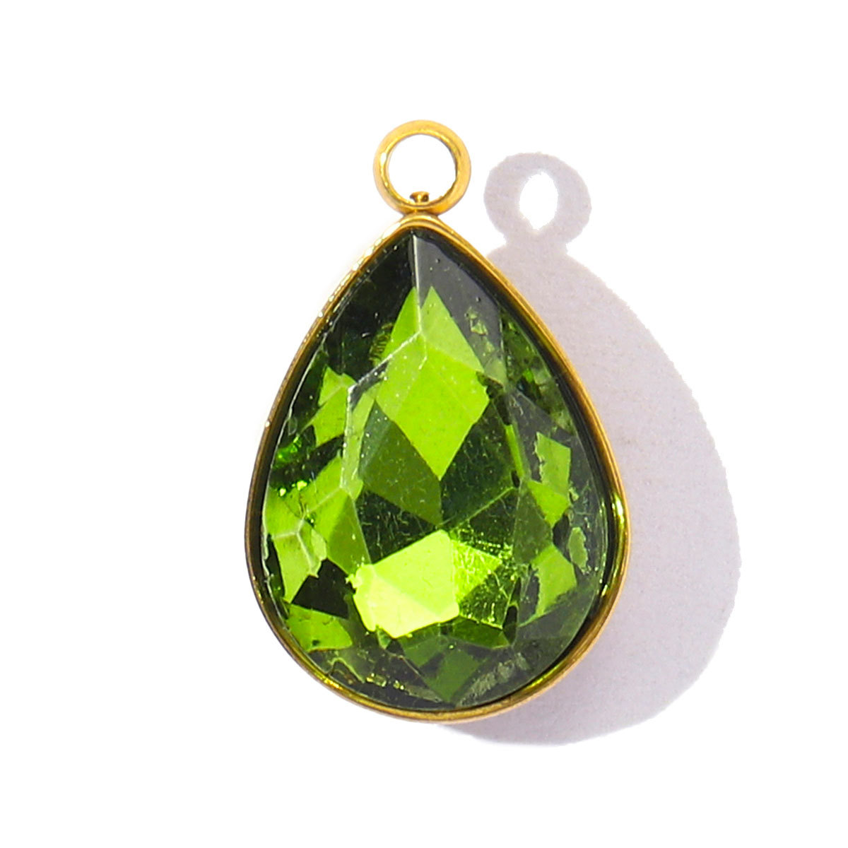 6pcs/Lot Fashion Stainless Steel Crystal Stone Waterdrop DIY Charms Geometric Faceted Transparent Necklace Pendants Women Jewelry