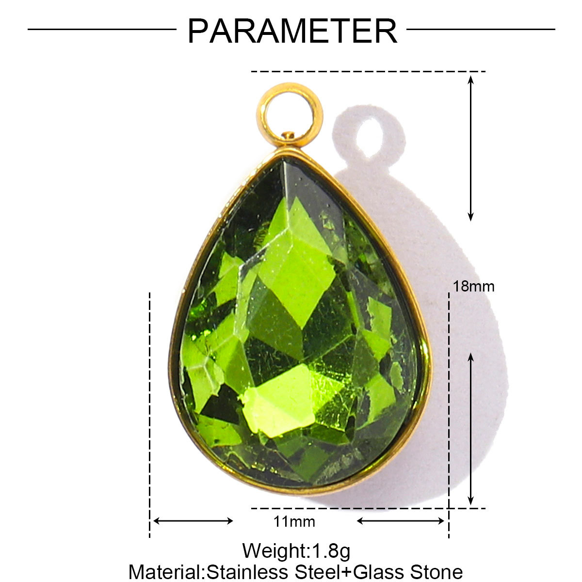 6pcs/Lot Fashion Stainless Steel Crystal Stone Waterdrop DIY Charms Geometric Faceted Transparent Necklace Pendants Women Jewelry