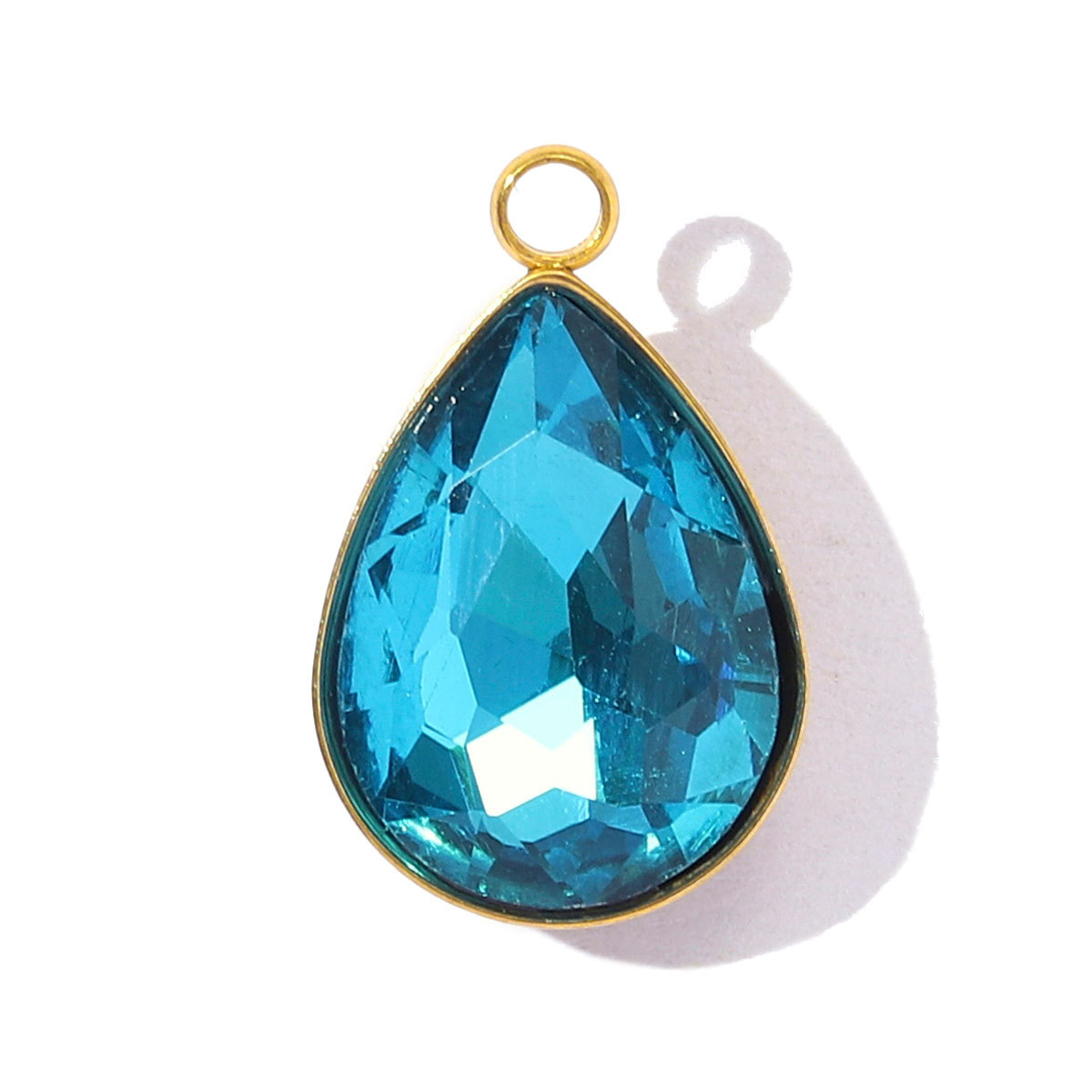 6pcs/Lot Fashion Stainless Steel Crystal Stone Waterdrop DIY Charms Geometric Faceted Transparent Necklace Pendants Women Jewelry