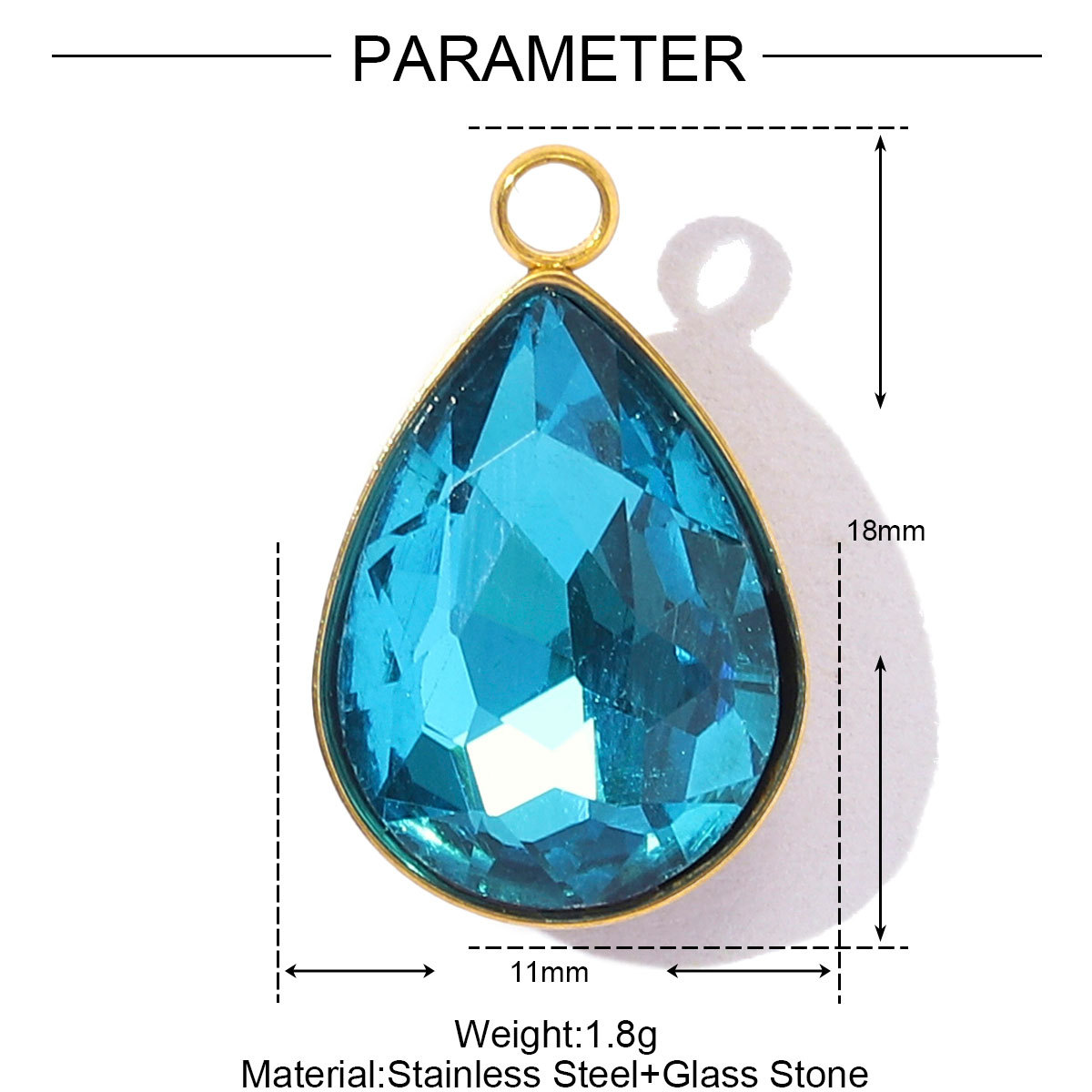 6pcs/Lot Fashion Stainless Steel Crystal Stone Waterdrop DIY Charms Geometric Faceted Transparent Necklace Pendants Women Jewelry