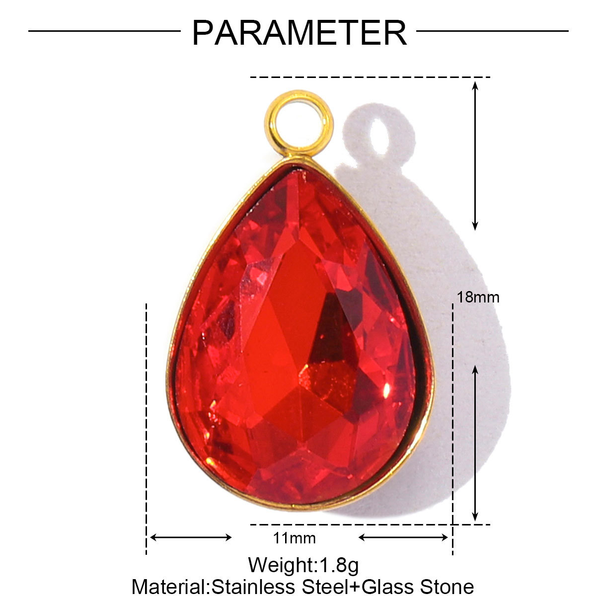 6pcs/Lot Fashion Stainless Steel Crystal Stone Waterdrop DIY Charms Geometric Faceted Transparent Necklace Pendants Women Jewelry