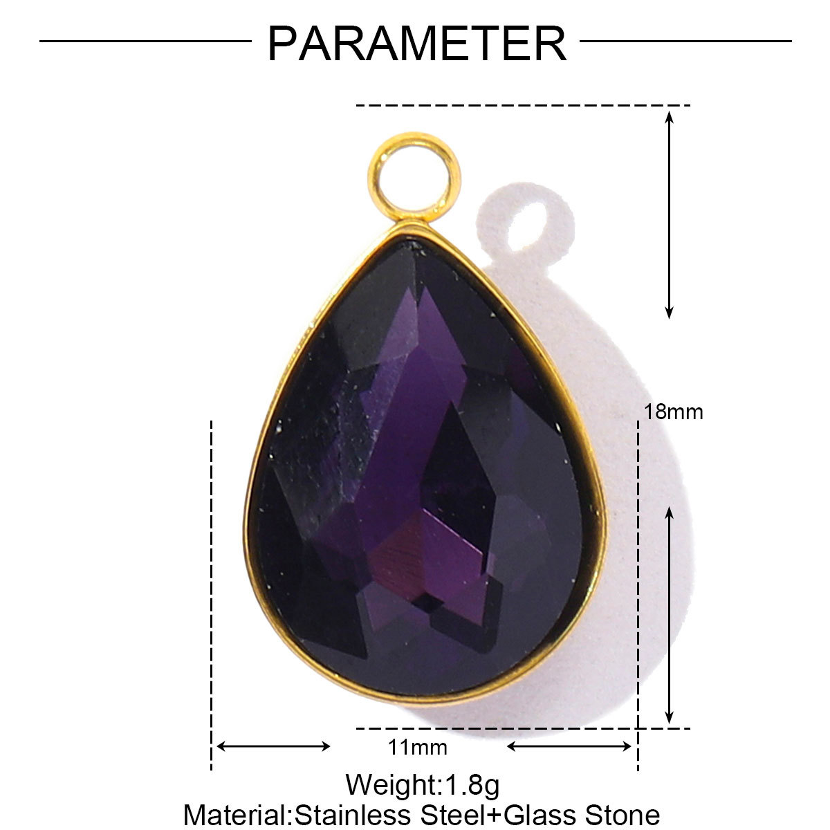 6pcs/Lot Fashion Stainless Steel Crystal Stone Waterdrop DIY Charms Geometric Faceted Transparent Necklace Pendants Women Jewelry