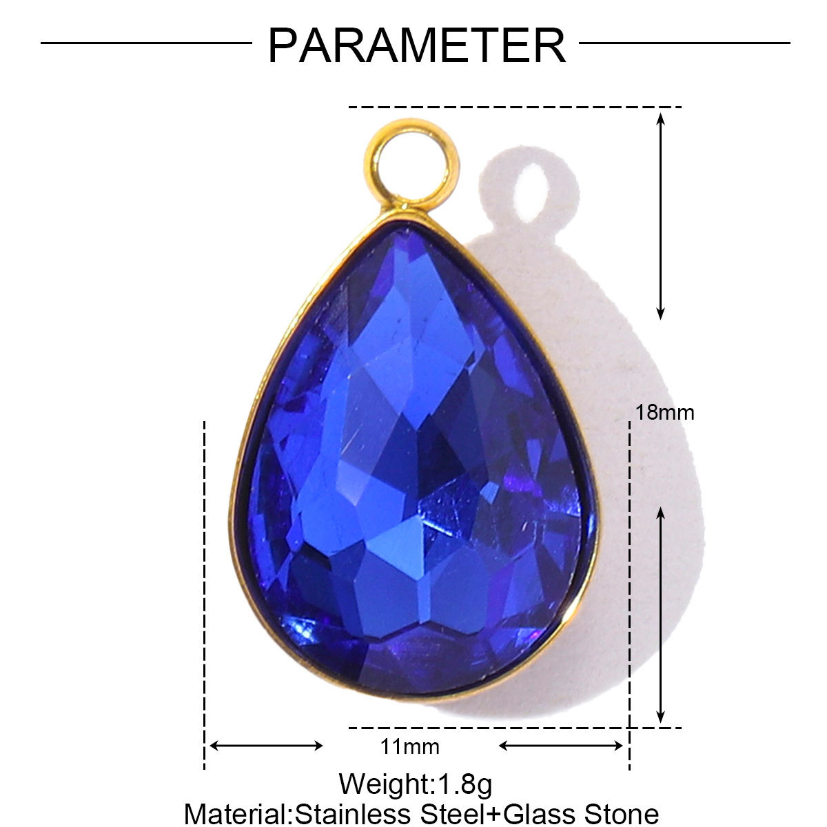 6pcs/Lot Fashion Stainless Steel Crystal Stone Waterdrop DIY Charms Geometric Faceted Transparent Necklace Pendants Women Jewelry