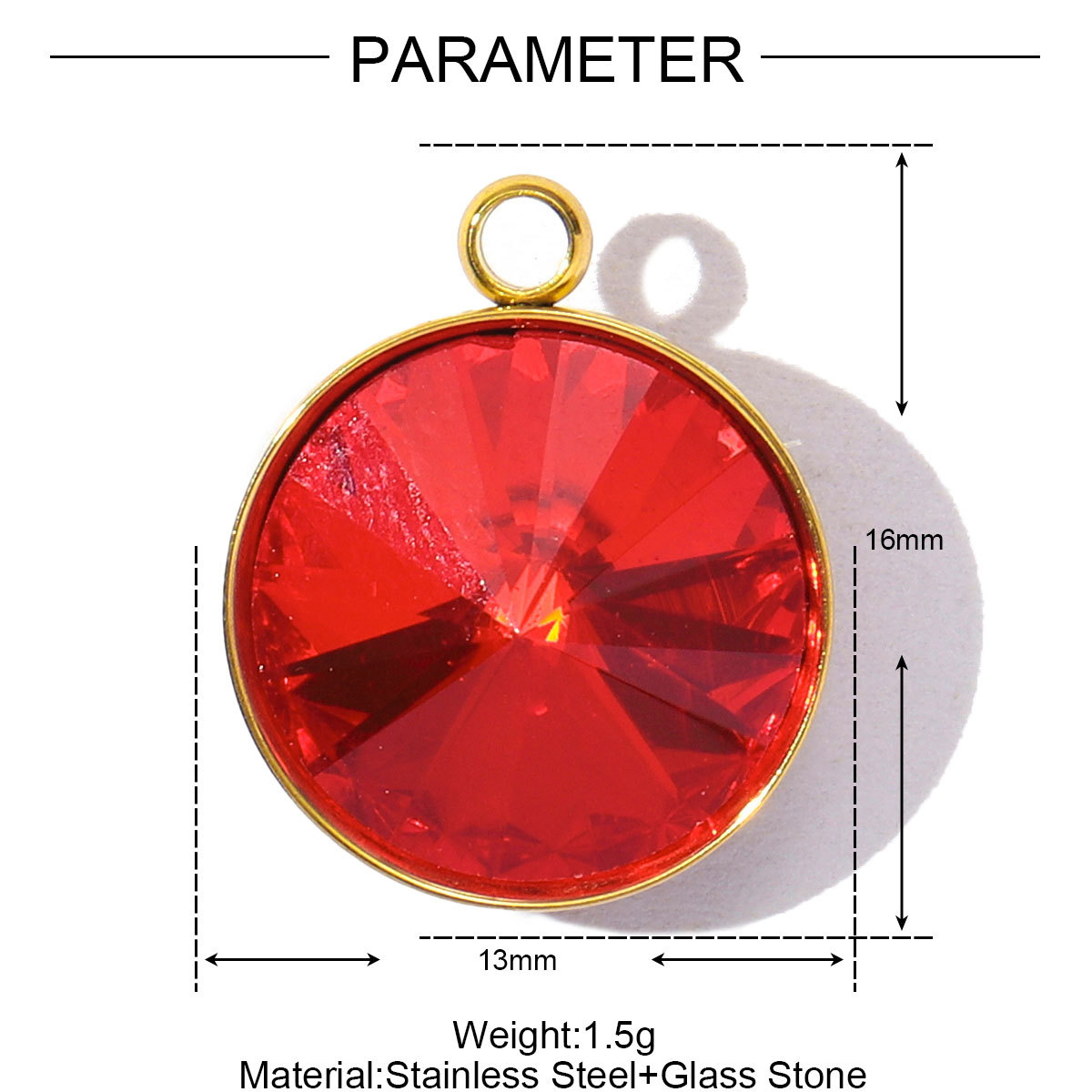 6pcs/Lot Geometric Stainless Steel Rainbow Crystal Stone DIY Charms Round  Rhinestone Faceted Necklace Pendants Women Jewelry