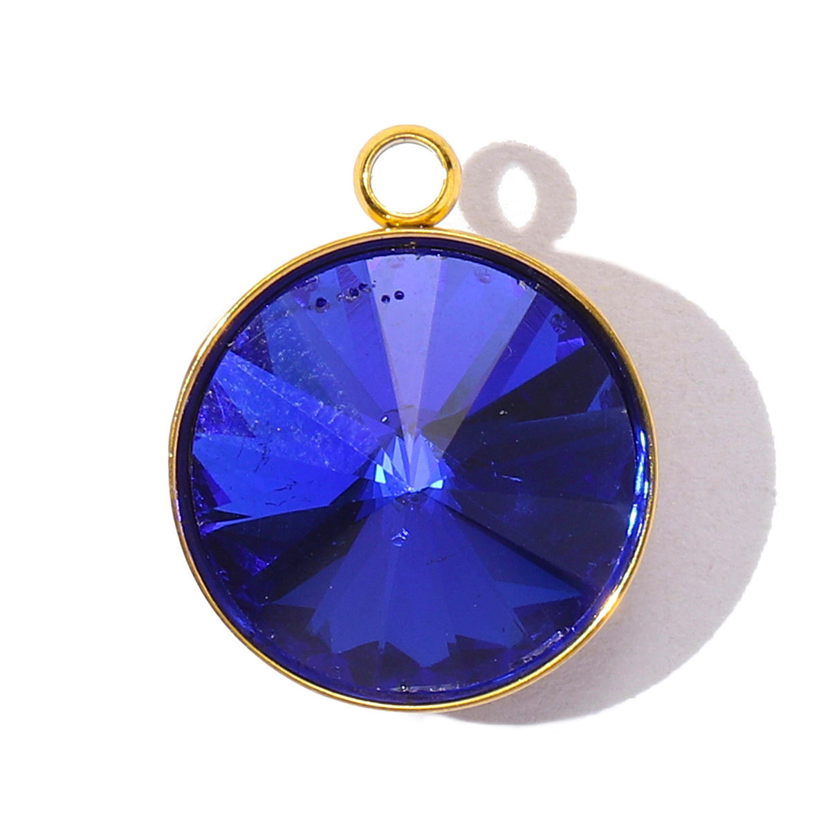 6pcs/Lot Geometric Stainless Steel Rainbow Crystal Stone DIY Charms Round  Rhinestone Faceted Necklace Pendants Women Jewelry