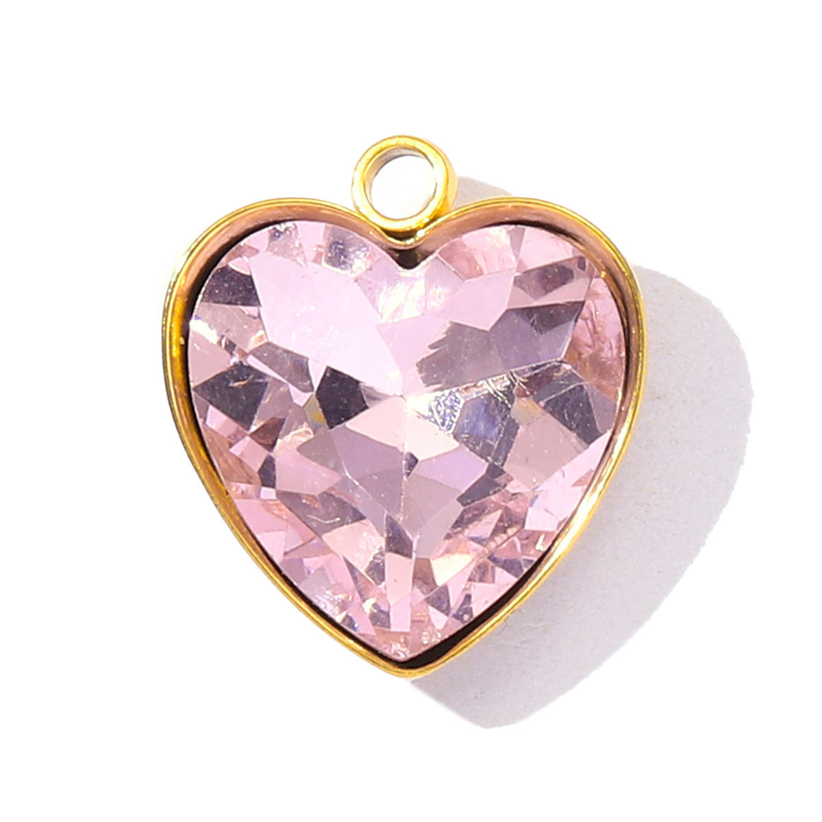 6pcs/Lot Fashion Stainless Steel Rainbow Crystal Glass DIY Charms Rhinestone Faceted Love Heart Necklace Pendants Women Jewelry