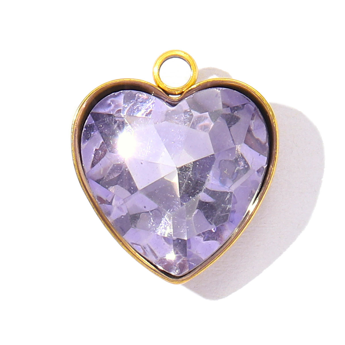 6pcs/Lot Fashion Stainless Steel Rainbow Crystal Glass DIY Charms Rhinestone Faceted Love Heart Necklace Pendants Women Jewelry