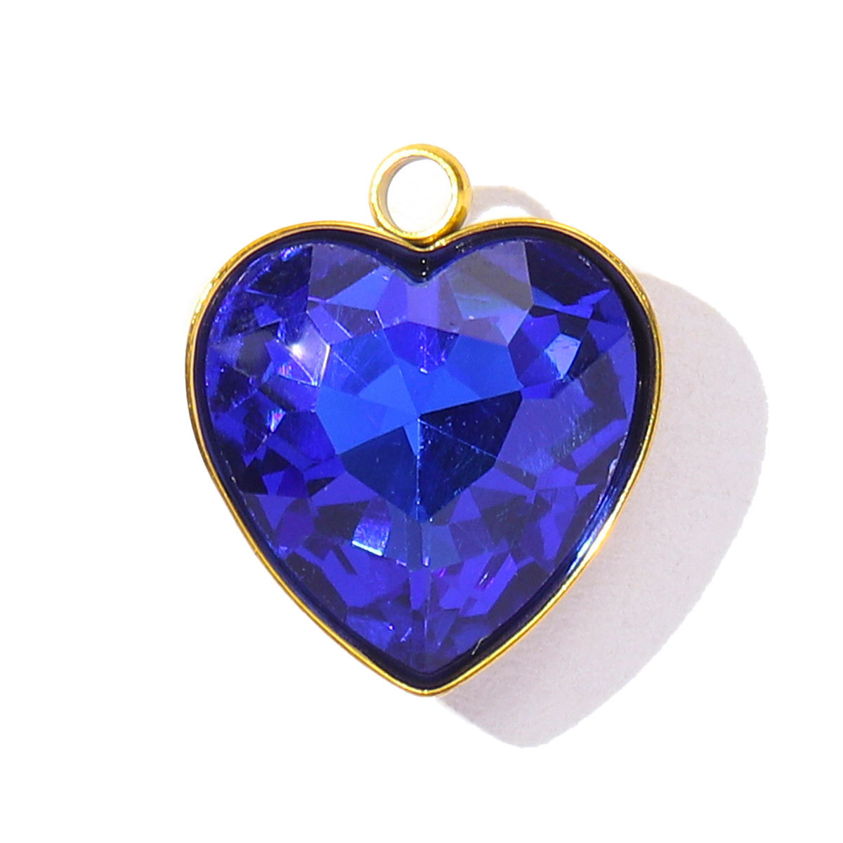 6pcs/Lot Fashion Stainless Steel Rainbow Crystal Glass DIY Charms Rhinestone Faceted Love Heart Necklace Pendants Women Jewelry