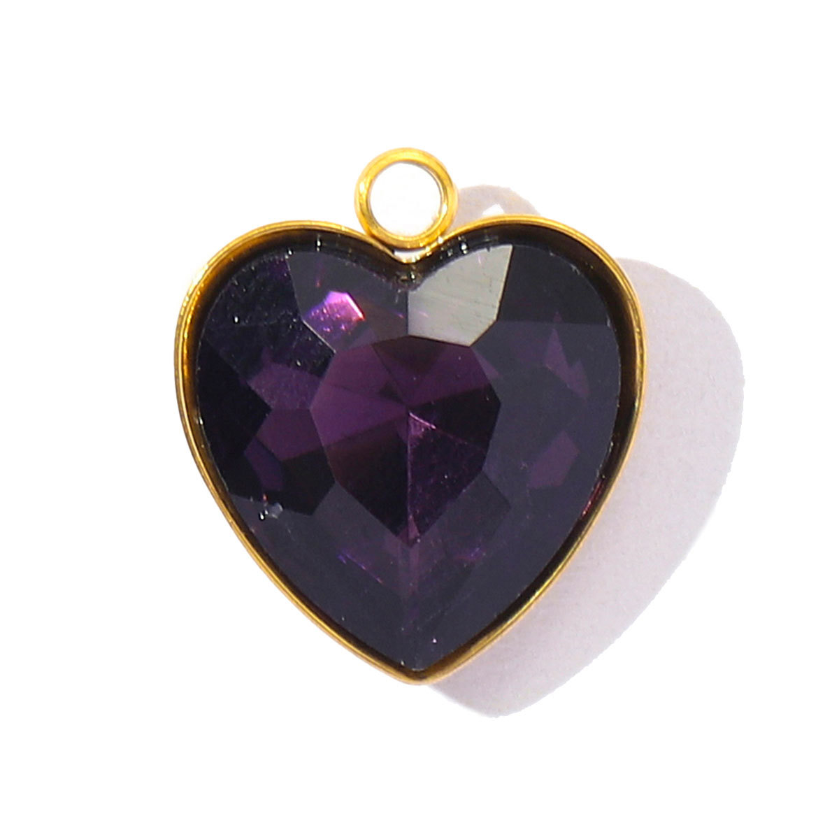 6pcs/Lot Fashion Stainless Steel Rainbow Crystal Glass DIY Charms Rhinestone Faceted Love Heart Necklace Pendants Women Jewelry