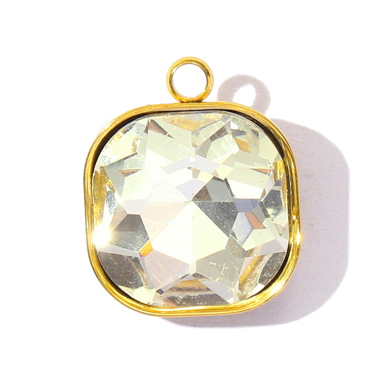 6pcs/Lot Fashion Stainless Steel Sugar Cube Crystal Stone DIY Charms Colorful Rhinestone Faceted Necklace Pendants Women Jewelry