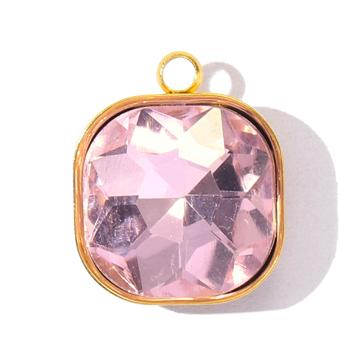 6pcs/Lot Fashion Stainless Steel Sugar Cube Crystal Stone DIY Charms Colorful Rhinestone Faceted Necklace Pendants Women Jewelry