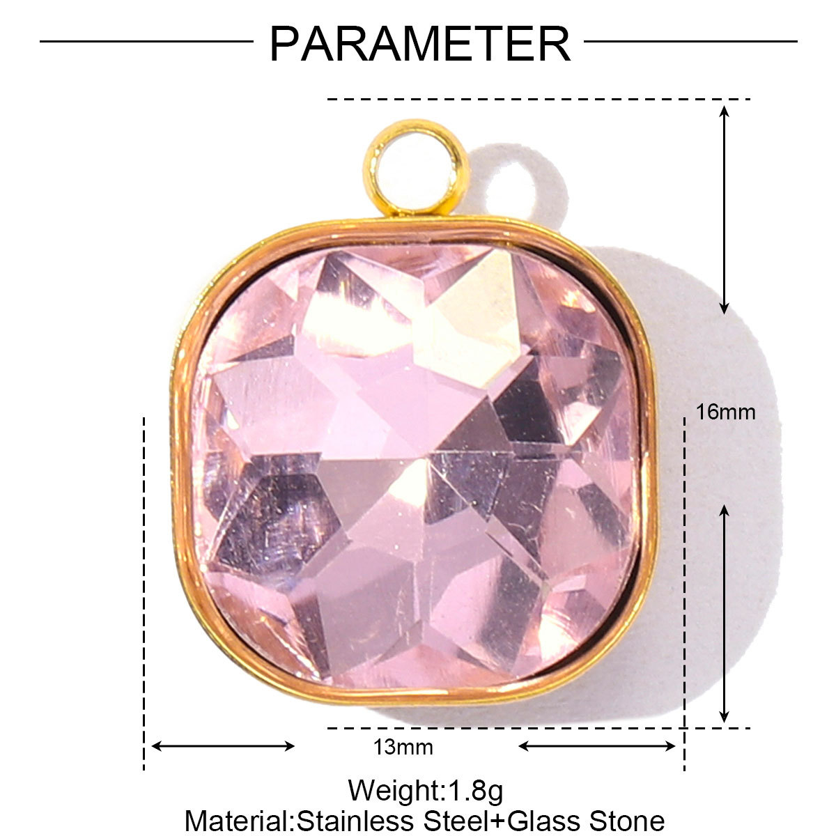 6pcs/Lot Fashion Stainless Steel Sugar Cube Crystal Stone DIY Charms Colorful Rhinestone Faceted Necklace Pendants Women Jewelry