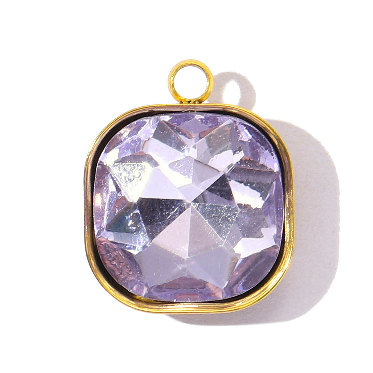 6pcs/Lot Fashion Stainless Steel Sugar Cube Crystal Stone DIY Charms Colorful Rhinestone Faceted Necklace Pendants Women Jewelry