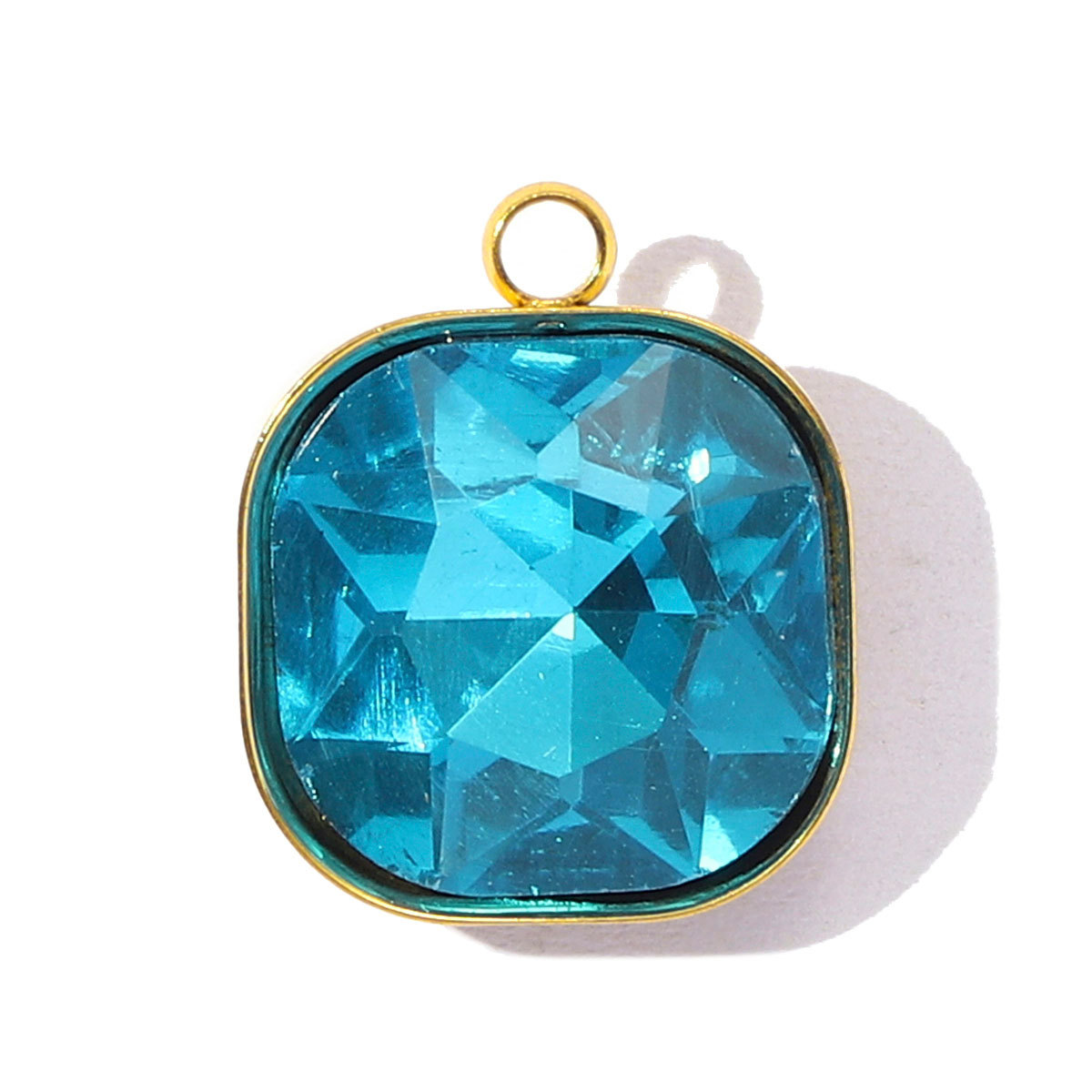 6pcs/Lot Fashion Stainless Steel Sugar Cube Crystal Stone DIY Charms Colorful Rhinestone Faceted Necklace Pendants Women Jewelry