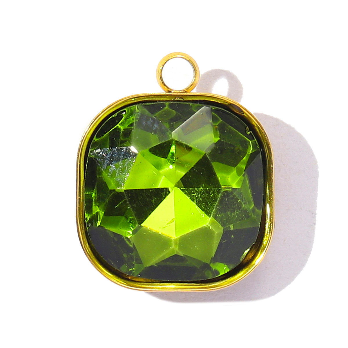 6pcs/Lot Fashion Stainless Steel Sugar Cube Crystal Stone DIY Charms Colorful Rhinestone Faceted Necklace Pendants Women Jewelry