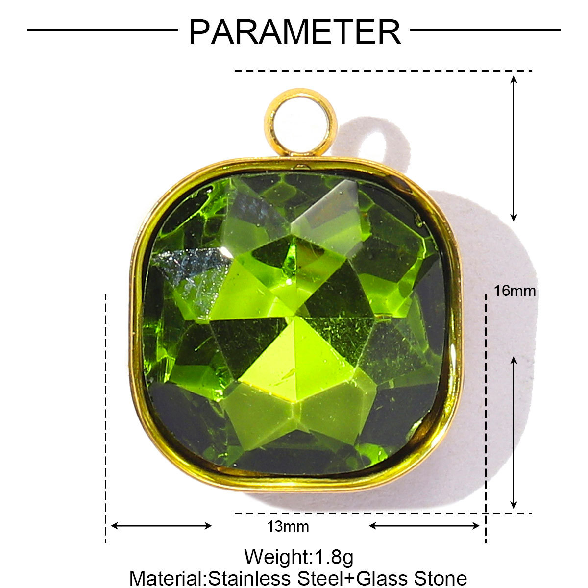 6pcs/Lot Fashion Stainless Steel Sugar Cube Crystal Stone DIY Charms Colorful Rhinestone Faceted Necklace Pendants Women Jewelry