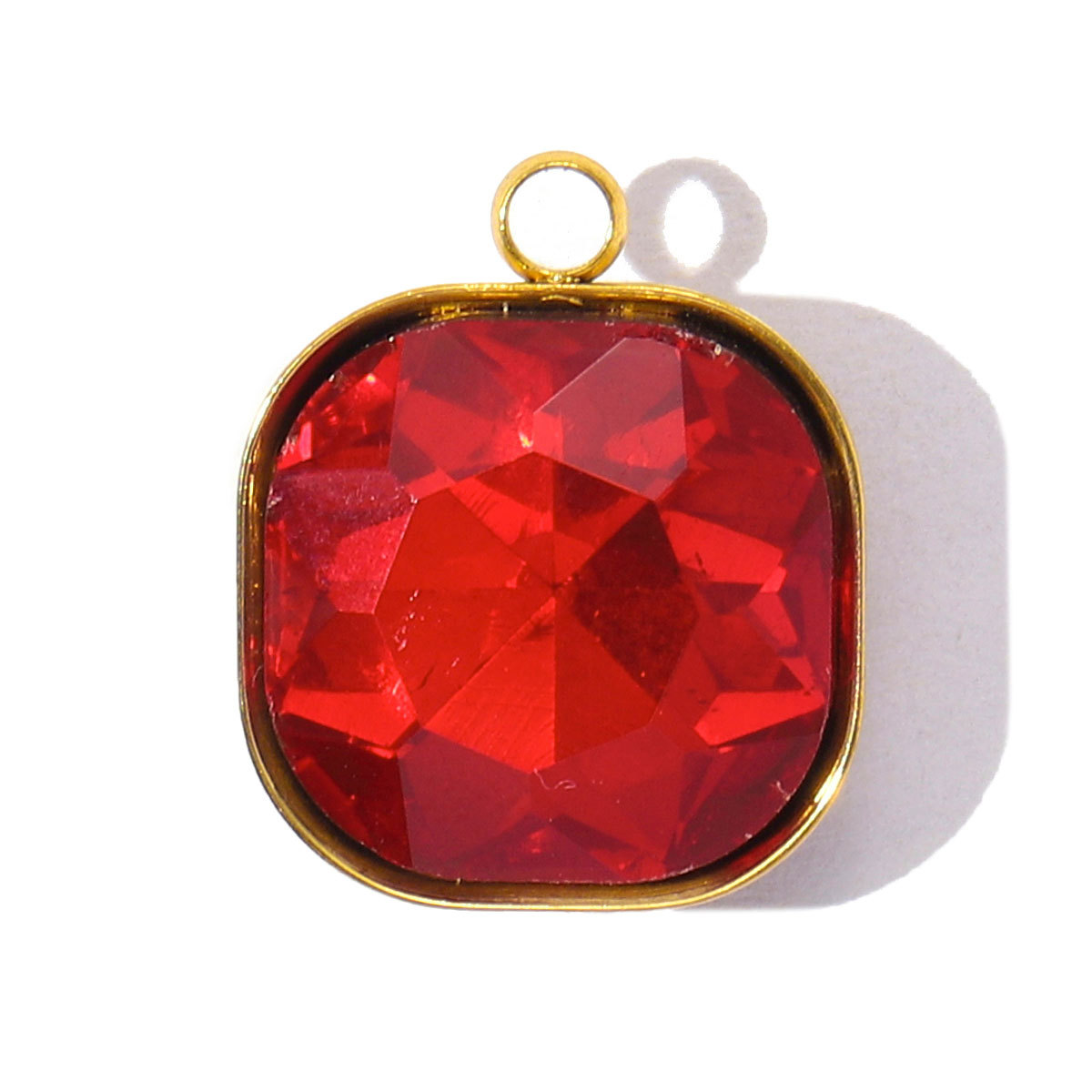 6pcs/Lot Fashion Stainless Steel Sugar Cube Crystal Stone DIY Charms Colorful Rhinestone Faceted Necklace Pendants Women Jewelry