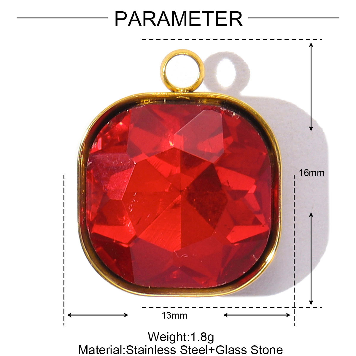 6pcs/Lot Fashion Stainless Steel Sugar Cube Crystal Stone DIY Charms Colorful Rhinestone Faceted Necklace Pendants Women Jewelry