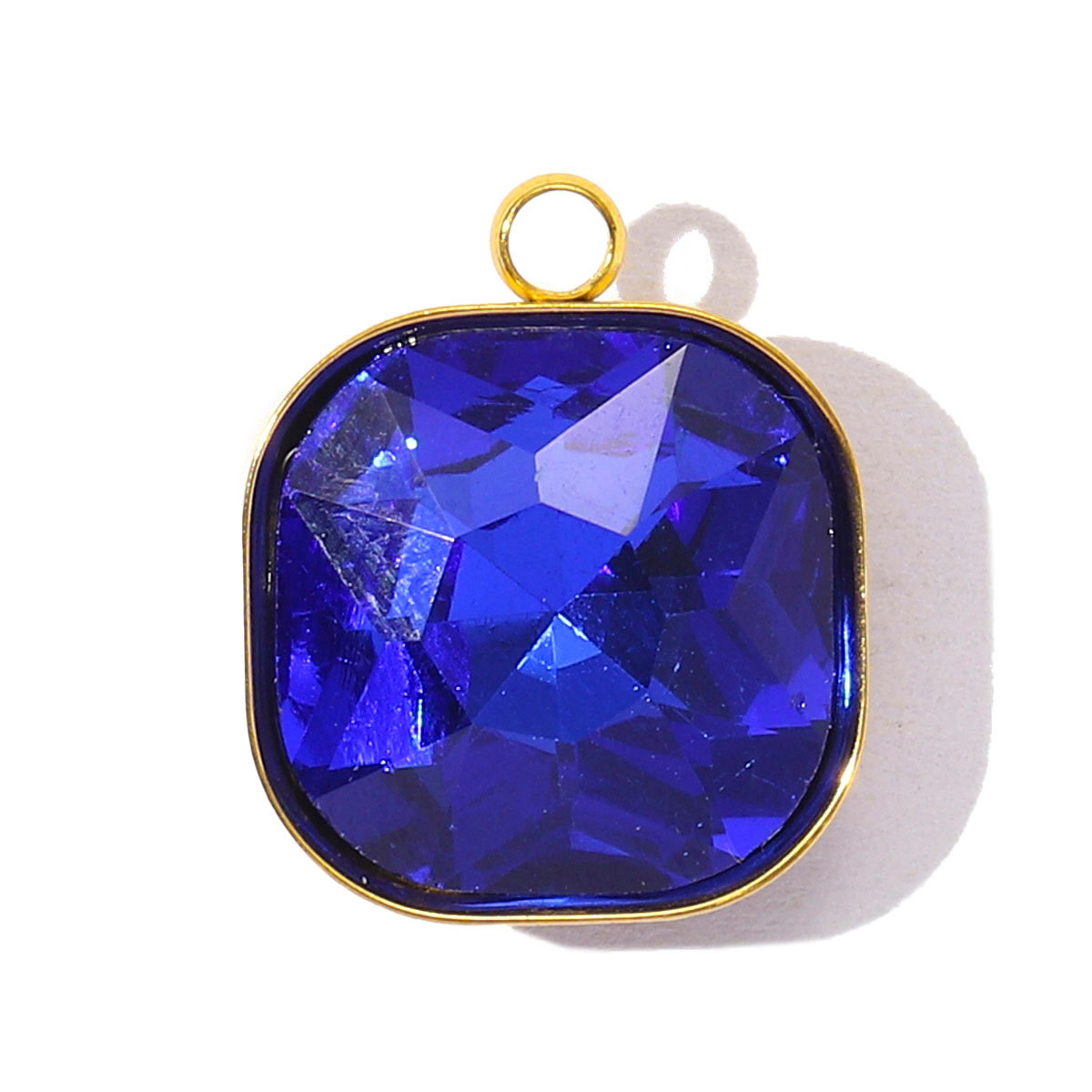6pcs/Lot Fashion Stainless Steel Sugar Cube Crystal Stone DIY Charms Colorful Rhinestone Faceted Necklace Pendants Women Jewelry