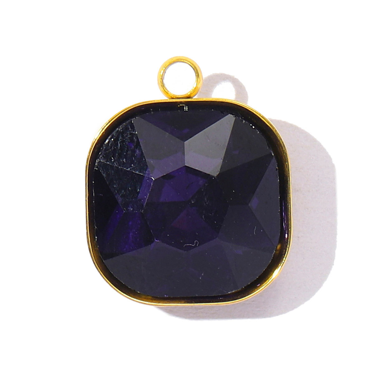 6pcs/Lot Fashion Stainless Steel Sugar Cube Crystal Stone DIY Charms Colorful Rhinestone Faceted Necklace Pendants Women Jewelry